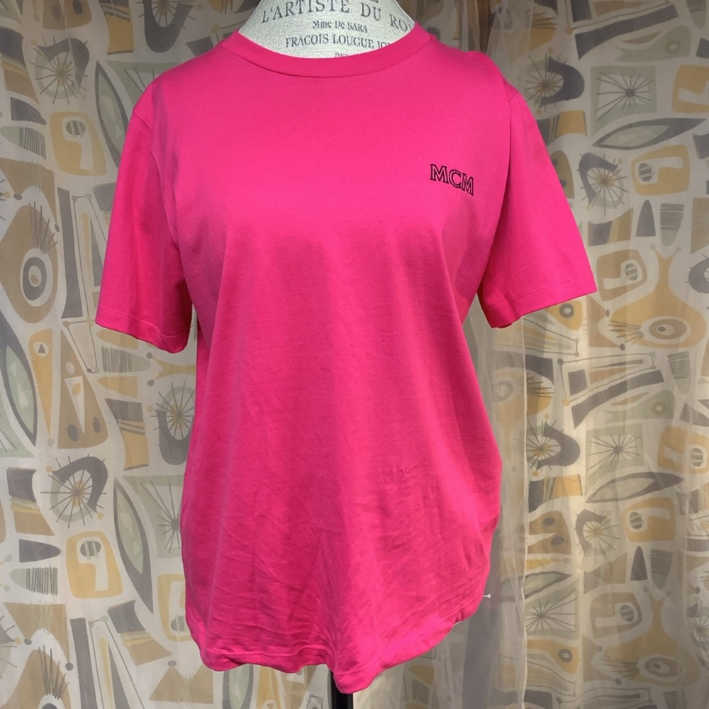 MCM Essentials Logo Jersey Organic Cotton Tee Beetroot Purple Size Large- NWT